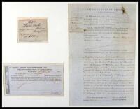 Document for a 1847 slave sale in New Orleans, plus a tax receipt and a autograph note for this sale