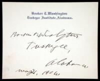 Card signed by Booker T. Washington