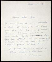 Autograph Letter, signed by Constantin Brâncusi, to Jim Ede