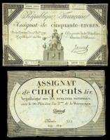 Lot of 8 pieces of paper money issued during the French Revolution 1792 & 1793