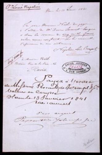 Autograph Document, signed by Napoleon Louis Bonaparte (Napoleon III)