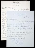 Collection of two Autograph Letters, signed by English composer, William Walton, both addressed to Mrs. Roshland