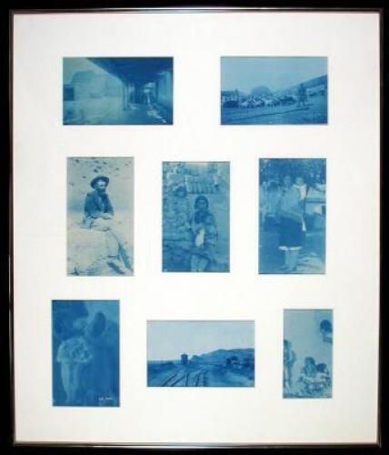 Collection of 8 cyanotypes of the Southwest and of the Pueblos, framed