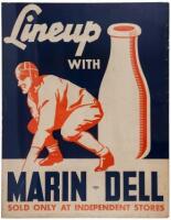 Advertising poster for milk, "Lineup with Marin Dell. Sold only at Independent Stores."