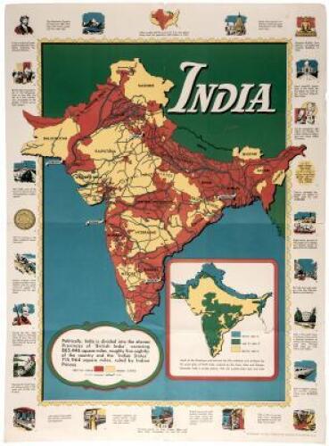 Map of British India World War II Poster 1944