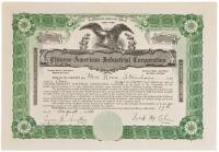 1926 Chinese-American industrial corporation stock certificate