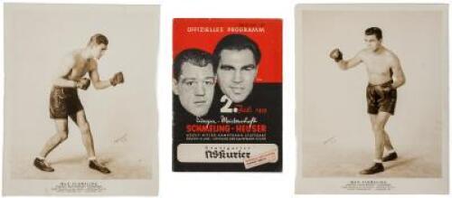 Collection of original photographs of boxer Max Schmeling, plus photographs of other German boxers, and cyclist Otto Petri