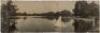 Panoramic photograph of model boats on Spreckels Lake in San Francisco's Golden Gate Park