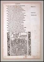 An Original Leaf from the First Edition of Alexander Barclay's English Translation of Sebastian Grant's "Ship of Fools," printed by Richard Pynson in 1509.