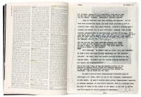 Two pages of typed notes from an interview with Playboy Magazine, with annotations in ink, and signed by Malcolm X