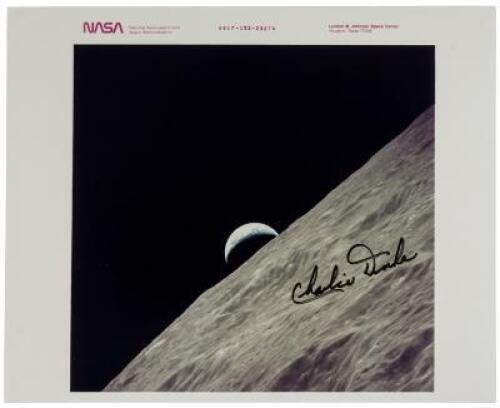 Lunar photograph, signed by the youngest man to walk on the moon