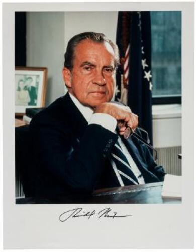 Color photograph, signed by Richard Nixon