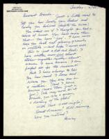 Autograph Letter, Signed, to Brenda Venus