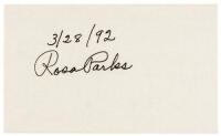 Index card signed by Rosa Parks, dated 3/28/92