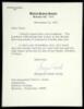 Lot of approximately forty autographs on letters, cards, clipped signatures, notes, etc., of United States Senators, House members, governors, Governmental department figures and justices