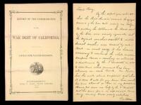 Report of the Commissioner of the War Debt of California (cover title)