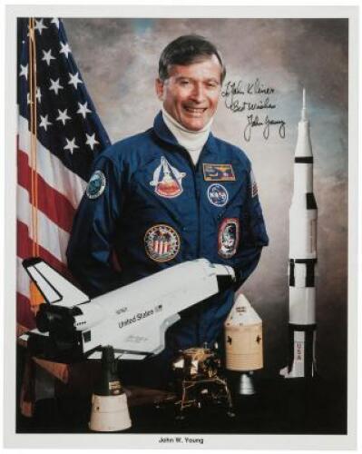 Signed photographs of astronauts Edward H. White II and John Young