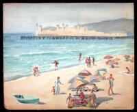 Original watercolor of Santa Monica Beach