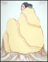 Untitled lithograph: Seated Woman in Yellow Blanket