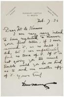 Autograph Letter, signed, on Dunsany Castle letterhead