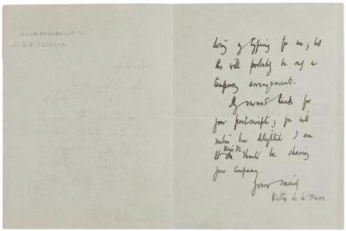 Autograph Letter, signed, to Sir Sidney Colvin