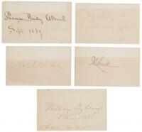 Five signed cards from 19th century American authors