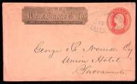 Autograph letter in pencil from a California settler, in a Wells Fargo cover