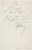 Autograph Note, signed by Alexandre Dumas pere