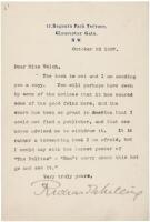 Typed Letter Signed - 1907 Early ‘nightmare’ fantasy about global over-population