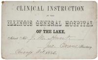 Printed and handwritten Medical Study ticket Signed by Illinois pioneer at first Chicago Hospital, later Governor of Colorado