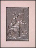 Original pewter plaquette, "La Relieuse"