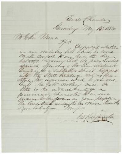 1850 Seventh Day Baptists Persecuted in Pennsylvania - Autograph Letter Signed