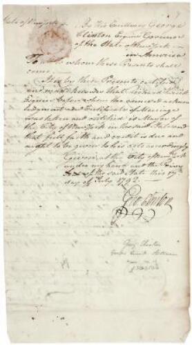 Document signed by George Clinton as Governor of New York