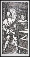 Untitled print depicting a medeival man at the printing press