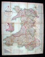 Bacon's Excelsior Map of Wales and Monmouthshire...With Railways, Roads, and Distances