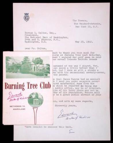 Archive concerning a round of golf by the Duke of Windsor at Burning Tree Club, Bethesda, Maryland, May, 1962