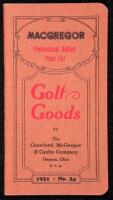 MacGregor Professional Golfers Price List of Golf Clubs, Caddy Bags, Golf Balls and Sundries, No. 34 for 1931