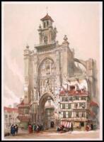 Hand-colored lithograph of the Church of San Jaco, Xeres