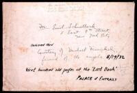 The Last Book - the original first draft typescript for the Tropic of Cancer, with some holograph corrections, including the original envelope hand-addressed by Henry Miller in Paris to Emil Schnellock in New York City, dated August 29, 1932, which was ha