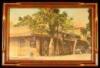 Hand-colored photograph of a street scene in Gold Country