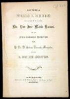 Sentencia Pronunciada el D&iacute;a 28 de Mayo pr el Juez 20 de lo Civil Lic. Don Jos&eacute; Mar&iacute;a Barros, en el Juicio Posesorio Promovido por El Dr. D. Antonio Fernandez Manjardin, Contra D. Jose Ibes Limantour