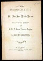 Sentencia Pronunciada el Día 28 de Mayo pr el Juez 20 de lo Civil Lic. Don José María Barros, en el Juicio Posesorio Promovido por El Dr. D. Antonio Fernandez Manjardin, Contra D. Jose Ibes Limantour