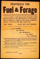 Proposals for Fuel, Forage and Straw! Office Chief Quartermaster, Department of the Columbia, Portland, Oregon...In consequence of instructions received from the War Department, Sealed Proposals will be received at this office until noon, April 25, 1877, 