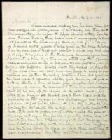 Autograph Letter Signed, from Hardcastle to an Otis Arnold in Tennessee, discussing Texas events and giving a negative opinion of Sam Houston