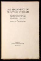 The Beginnings of Printing in Utah with a Bibliography of the Issues of the Utah Press, 1849-1860