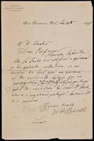 Autograph Letter Signed - 1896 eminent San Francisco biologist