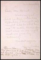 Autograph letter signed to William Randolph Hearst, and with an autograph reply by Hearst