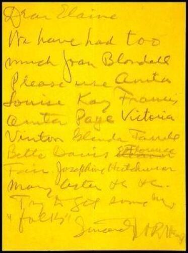 Autograph memorandum signed
