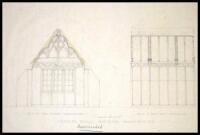 Pencil drawings of the interior of the Gothic Room, the Bend