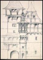 Blue-line print of the facade of Bridge House, Wyntoon